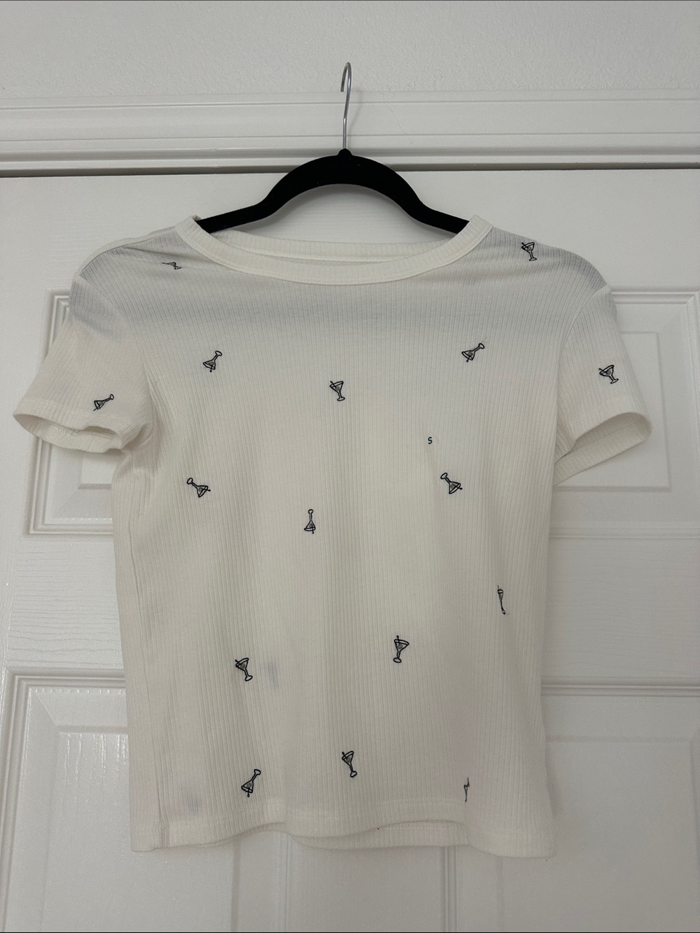 American Eagle Size S martini white crop tee NWT